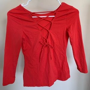 New Guess coral 3/4 sleeve with tie up back XS